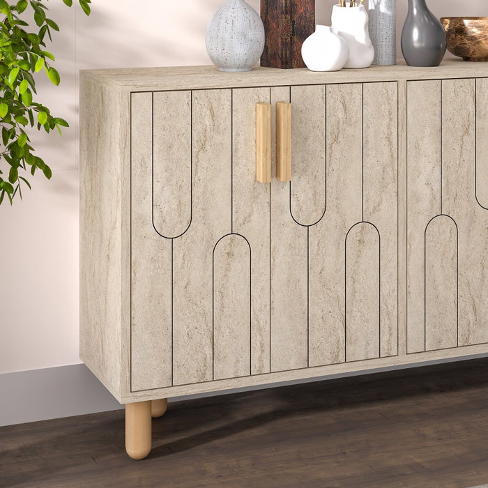 Hanah Home Consola Travertino 120cm Ancho x 73.6cm Alto x 29.6cm Profundidad Tablero Partículas Melamina